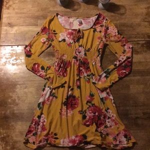 Mustard yellow long sleeve floral shirt!